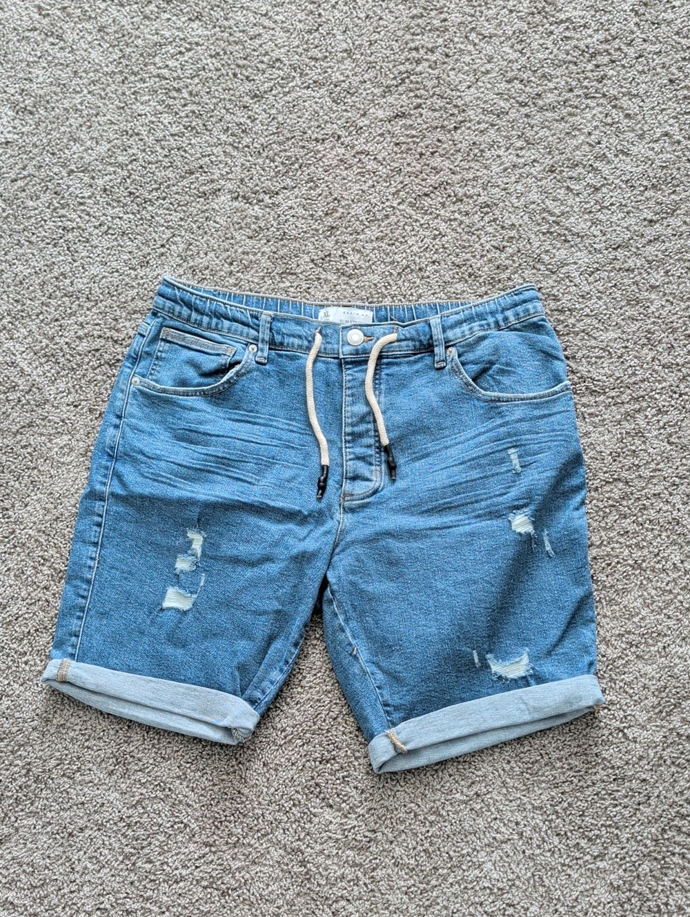 Men's Primark Blue Distressed Denim Shorts Size XL